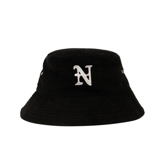 NAHMIAS Corduroy Bucket Hat Size One Size Black Cotton Logo Letter Embroidered - Picture 2 of 6